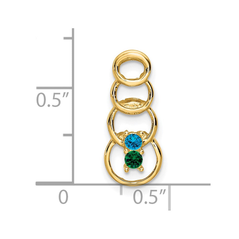 14k 2 Synthetic Stone Family Pendant
