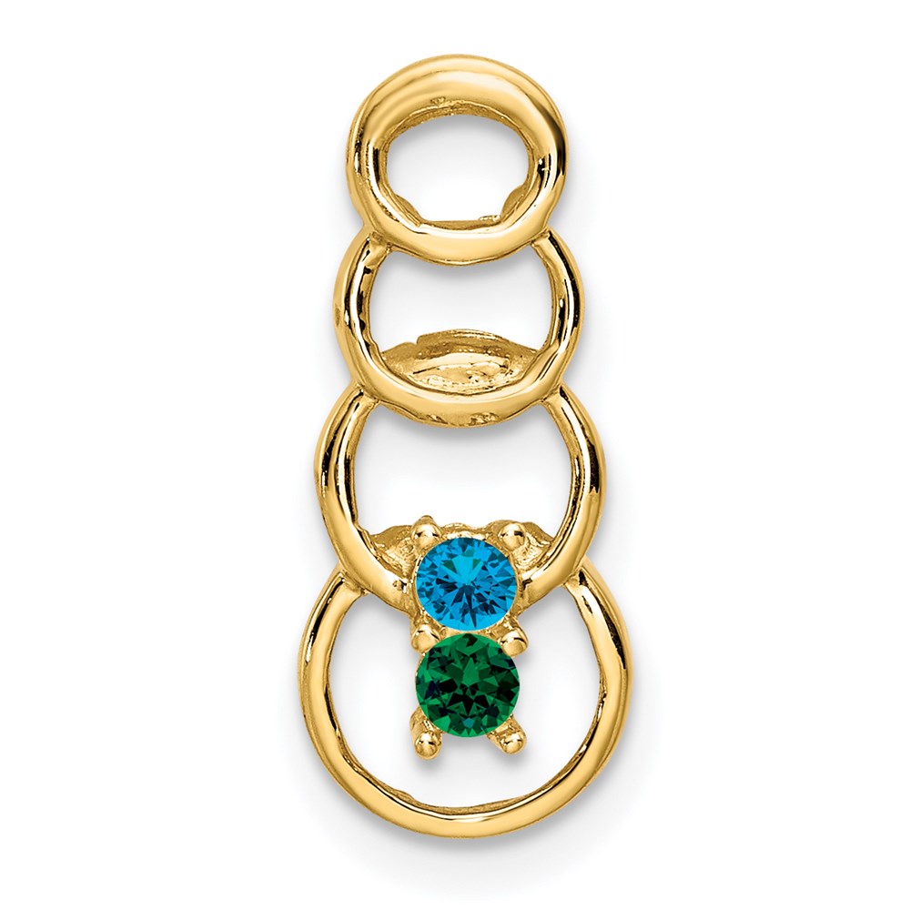 14k 2 Genuine Stone Family Pendant