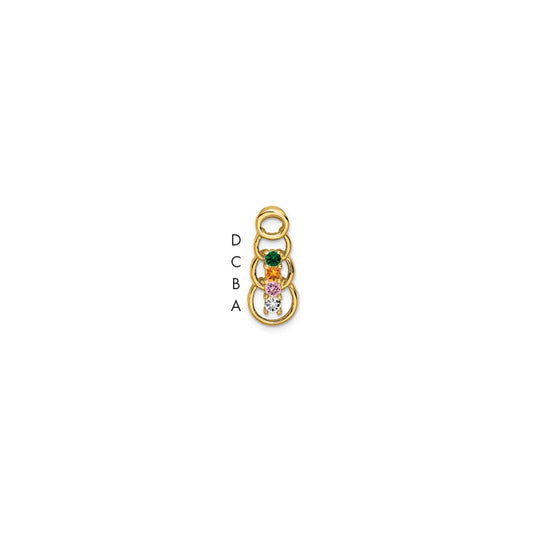 14k 4 Genuine Stone Family Pendant