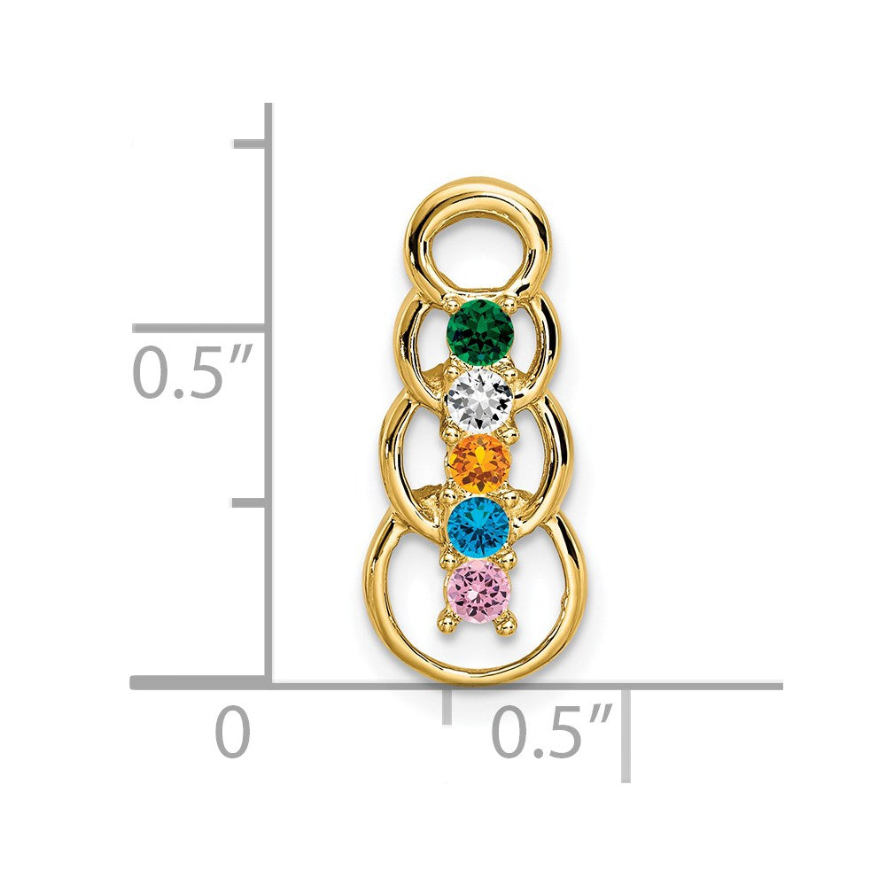 14k 5 Synthetic Stone Family Pendant
