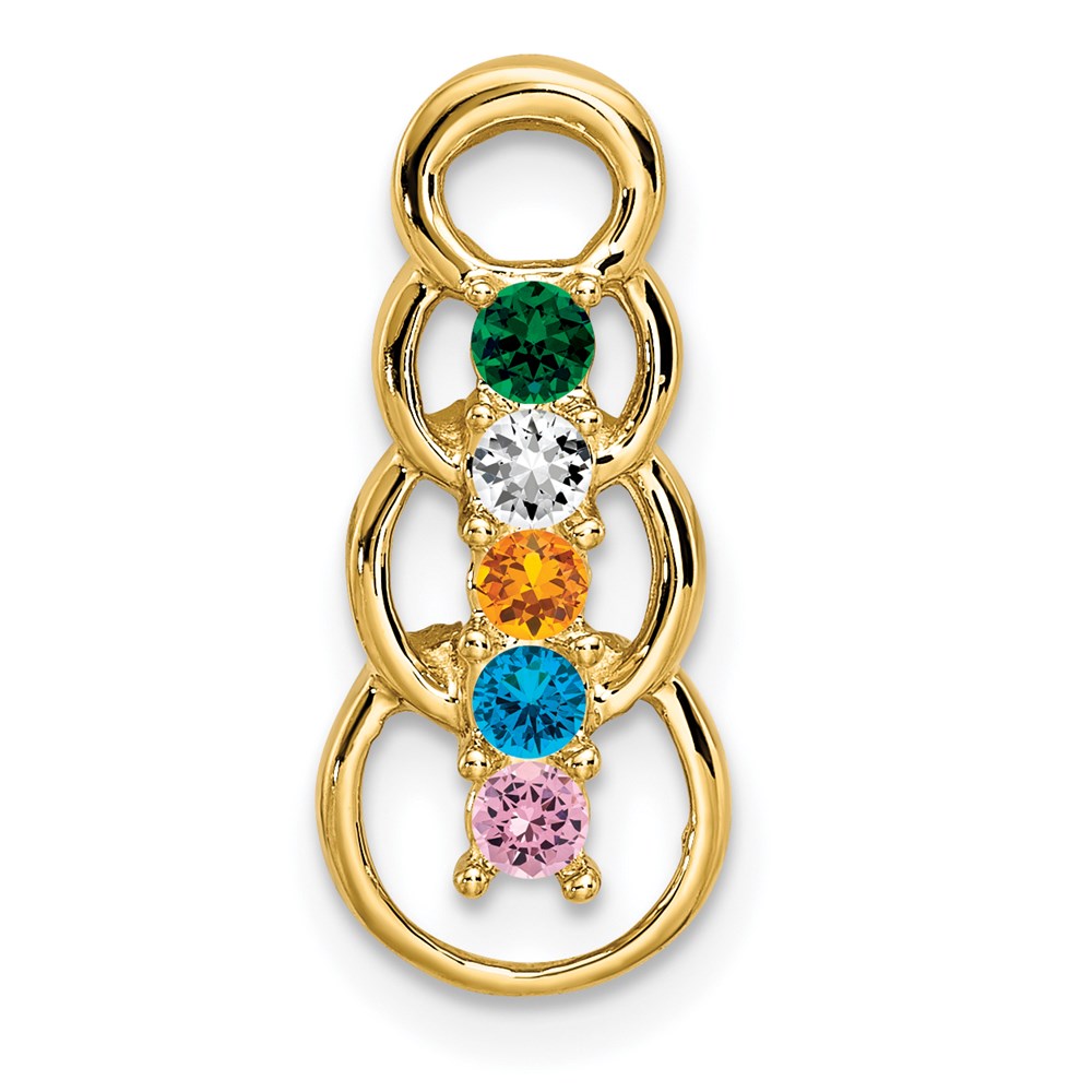 14k 5 Genuine Stone Family Pendant