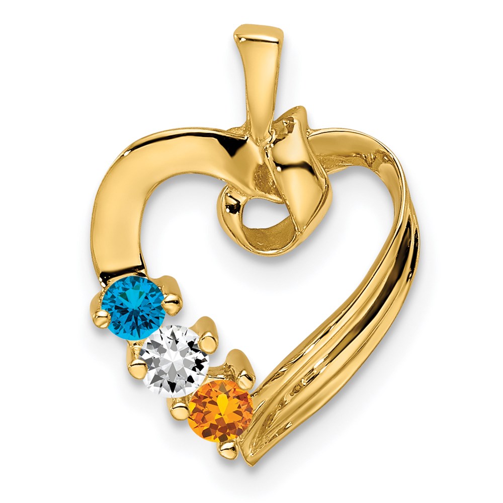 14ky 3 Genuine Stone Family Pendant