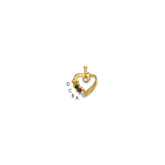 14k 4 Synthetic Stone Family Pendant