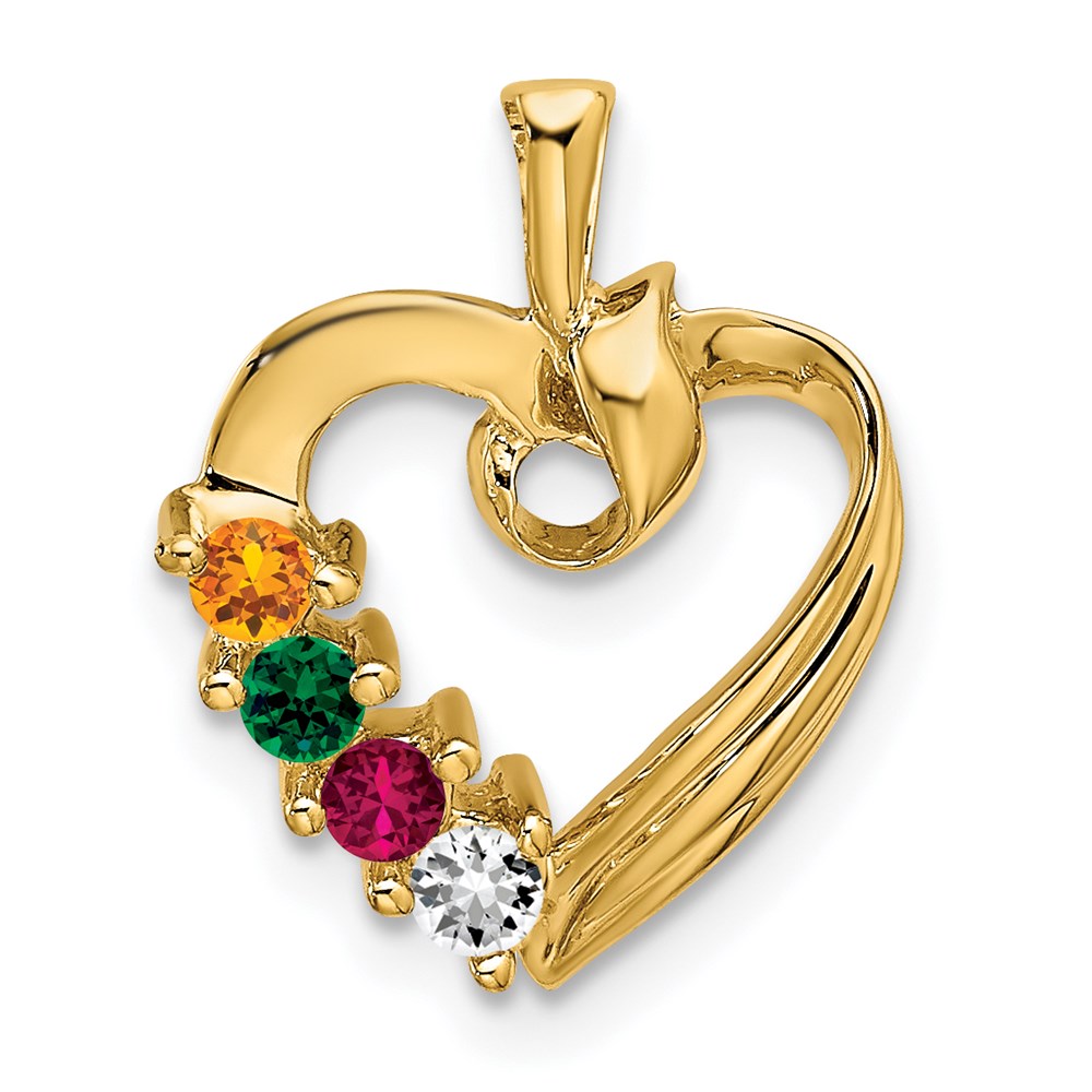 14k 4 Genuine Stone Family Pendant