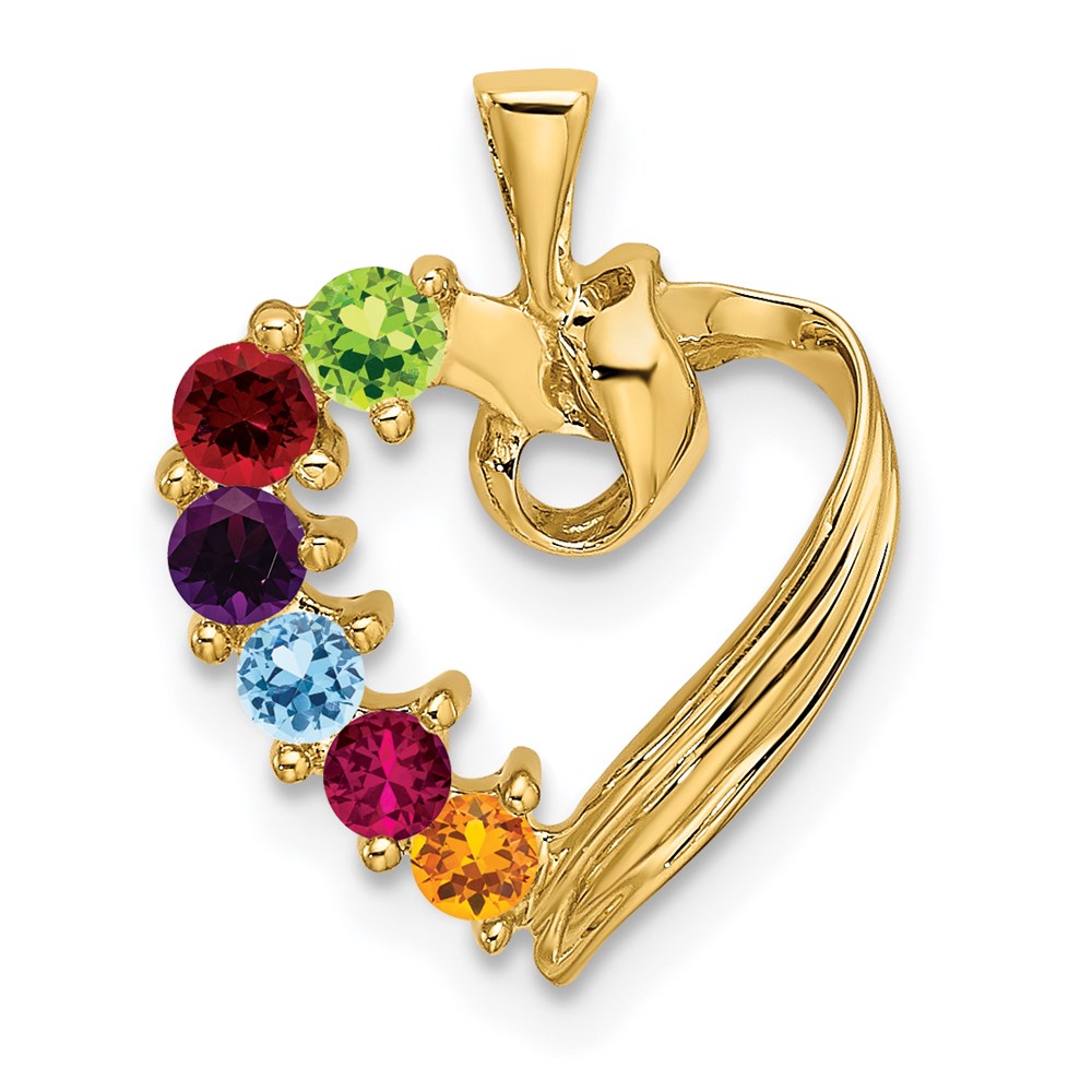 14ky 6 Genuine Stone Family Pendant