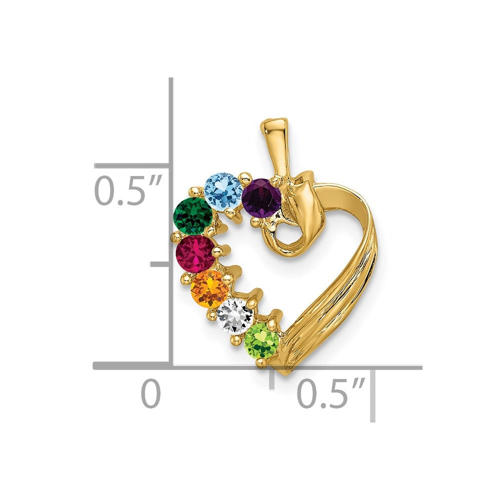 14k 7 Genuine Stone Family Pendant