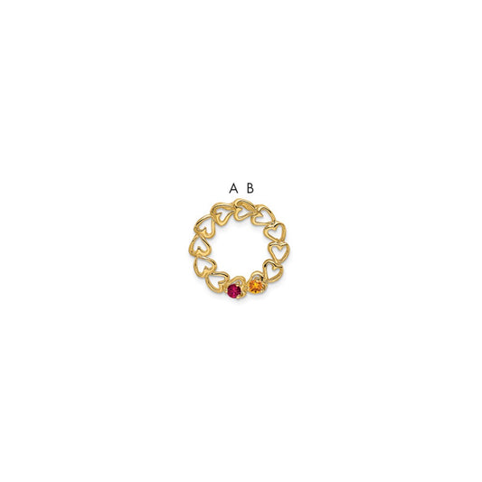 14k 2 Genuine Stone Family Pendant