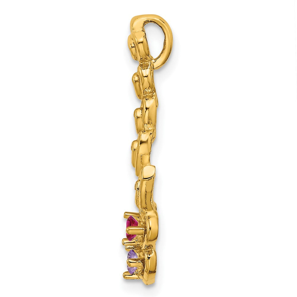 14k 2 Synthetic Stone Family Pendant