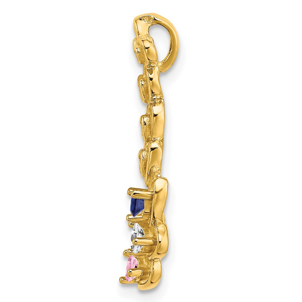 14k 3 Genuine Stone Family Pendant