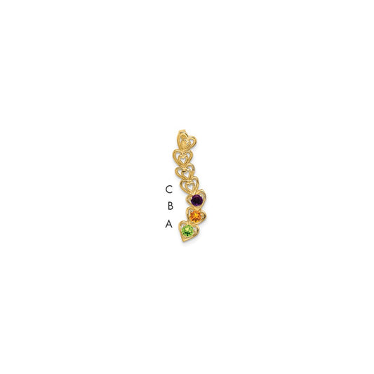 14k 3 Genuine Stone Family Pendant