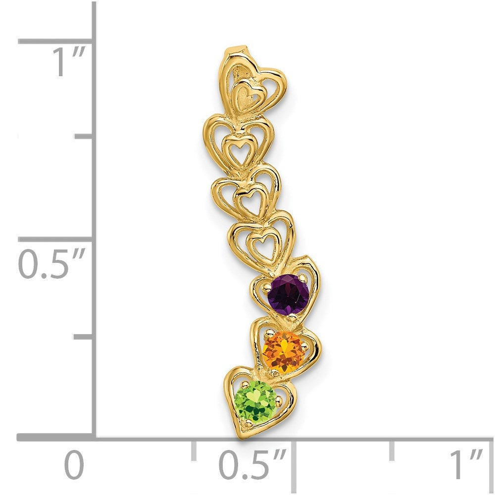 14k 3 Synthetic Stone Family Pendant