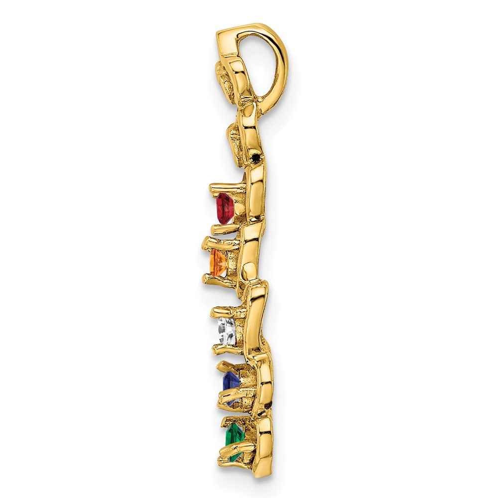 14k 5 Genuine Stone Family Pendant