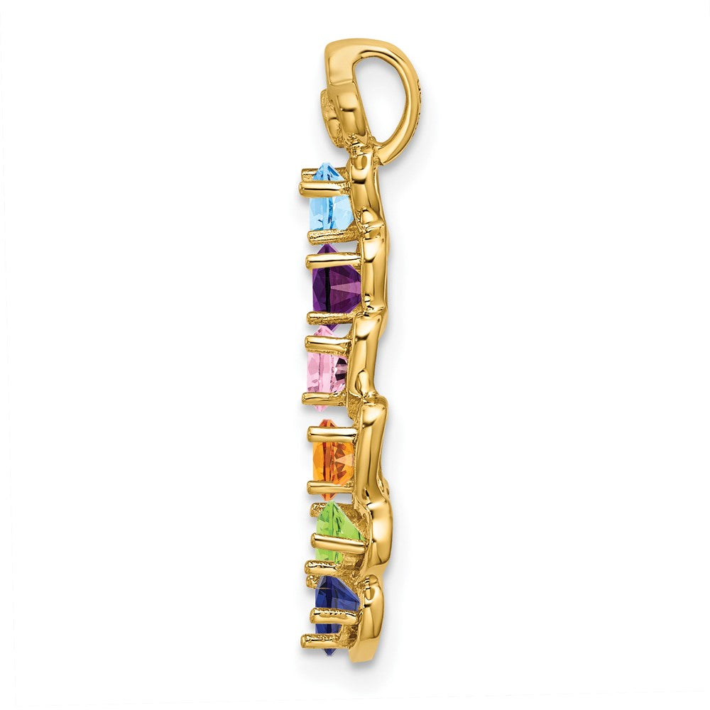 14k 6 Synthetic Stone Family Pendant