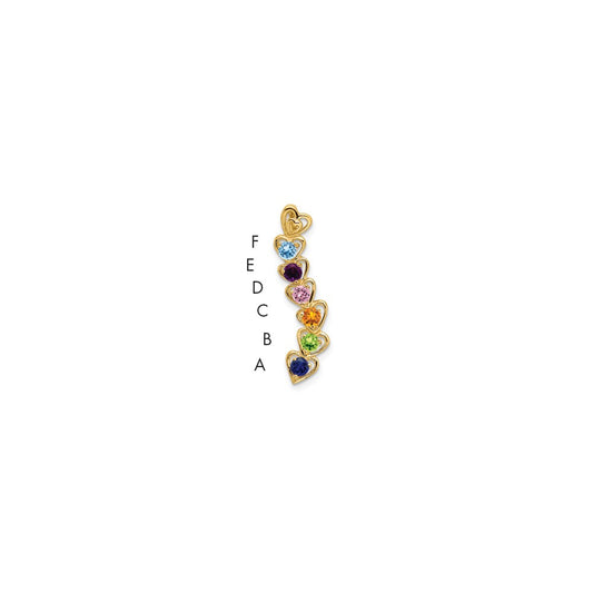 14k 6 Genuine Stone Family Pendant