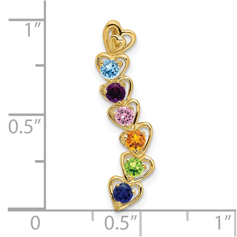 14k 6 Genuine Stone Family Pendant