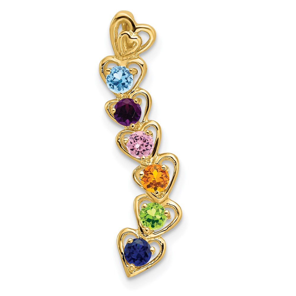 14k 6 Genuine Stone Family Pendant