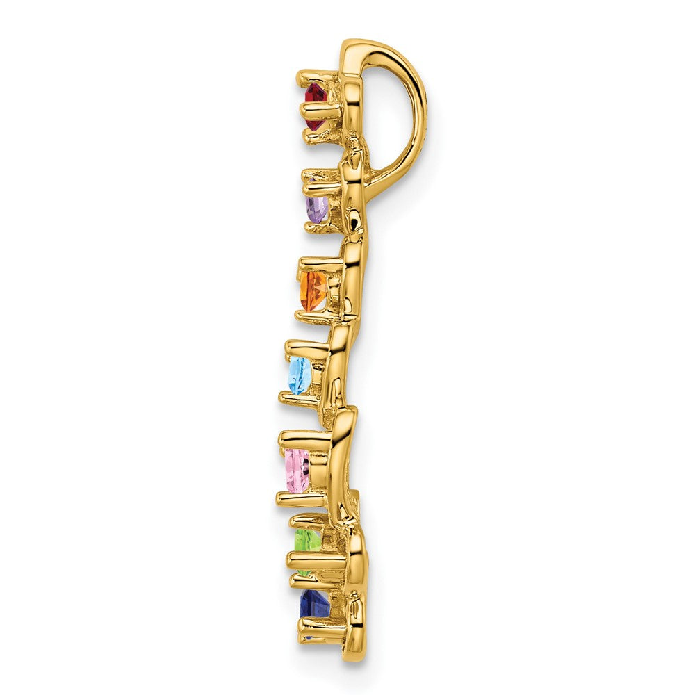 14k 7 Genuine Stone Family Pendant