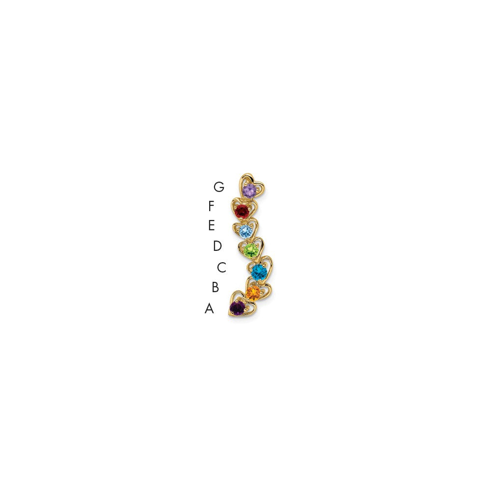 14k 7 Genuine Stone Family Pendant