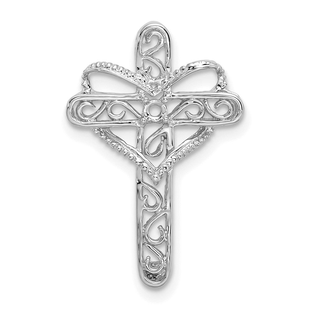 14k White Gold Genuine Mother's Cross Pendant