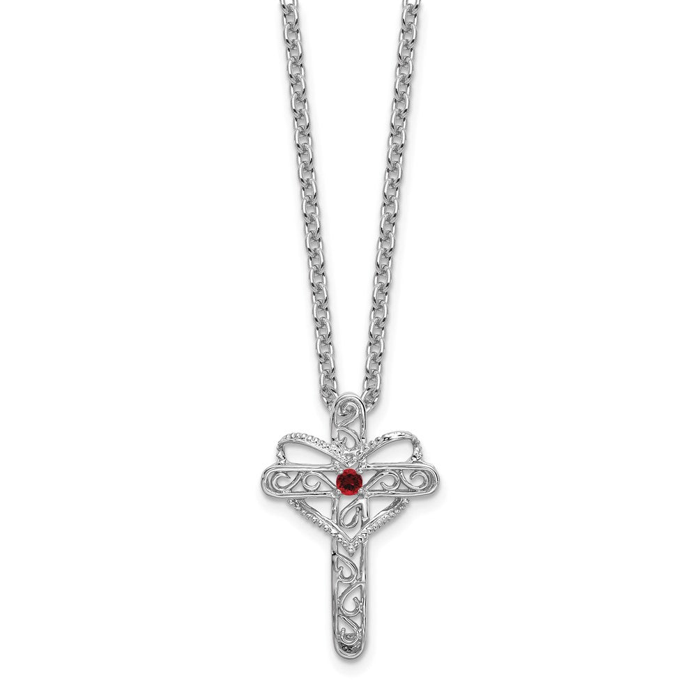 14k White Gold Genuine Mother's Cross Pendant