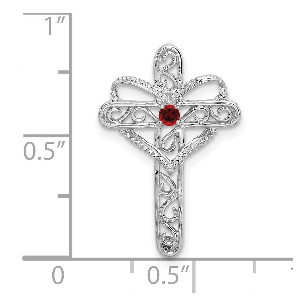 14k White Gold Genuine Mother's Cross Pendant
