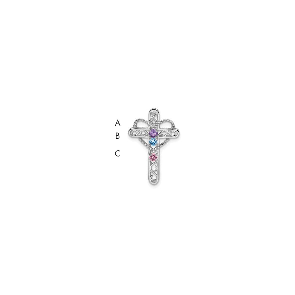 14k White Gold Genuine Mother's Cross Pendant