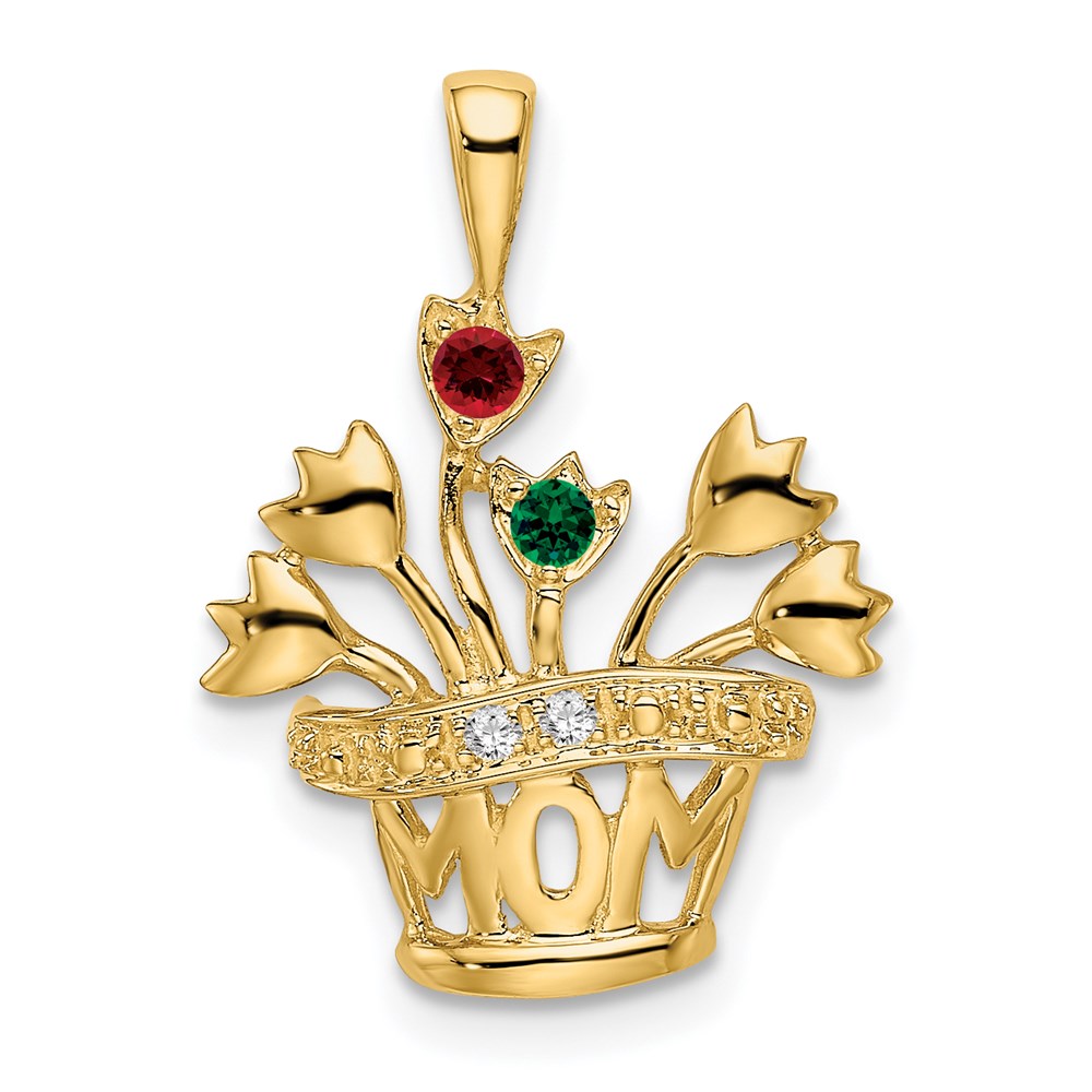 14k Genuine AAA Diamond Mother's Pendant