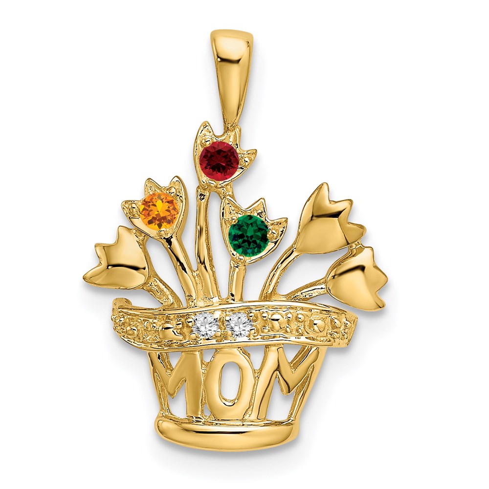 14k Genuine A Diamond Mother's Pendant