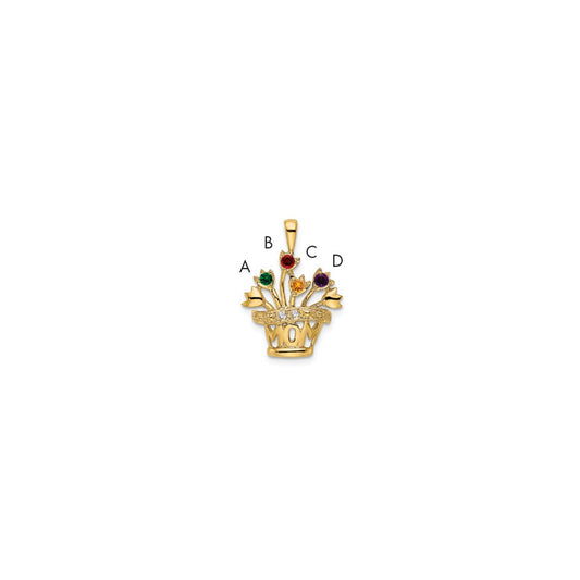14k 2mm Synthetic VS Diamond Family Jewelry Pendant