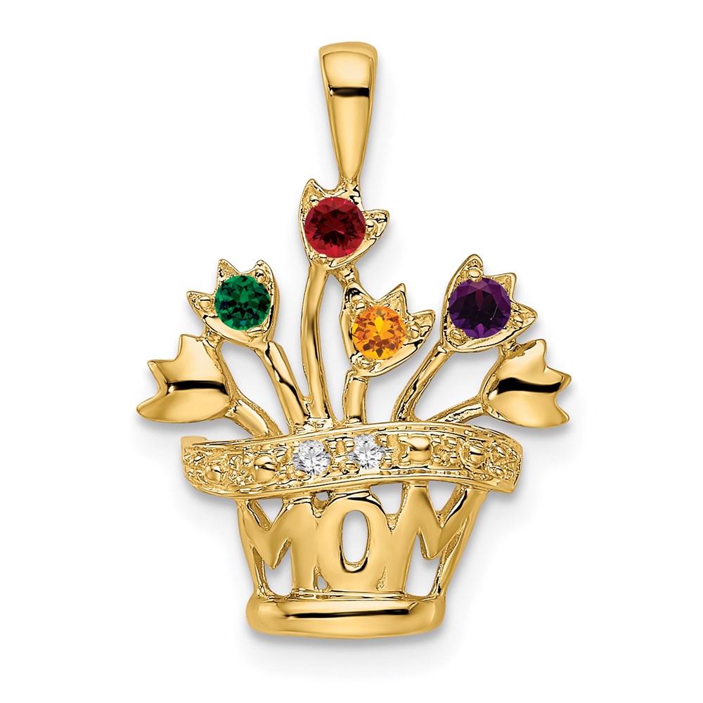 14k Genuine VS Diamond Mother's Pendant