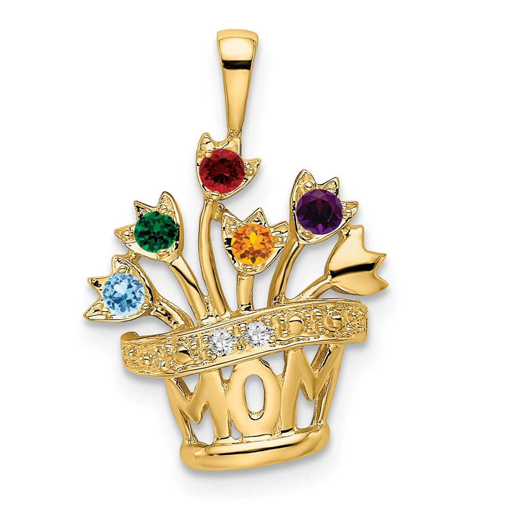 14k 2mm Synthetic AAA Diamond Family Jewelry Pendant