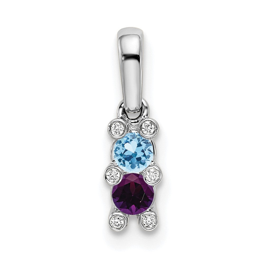 14K White Gold Family Jewelry Genuine Stone & Diamond Set Pendant