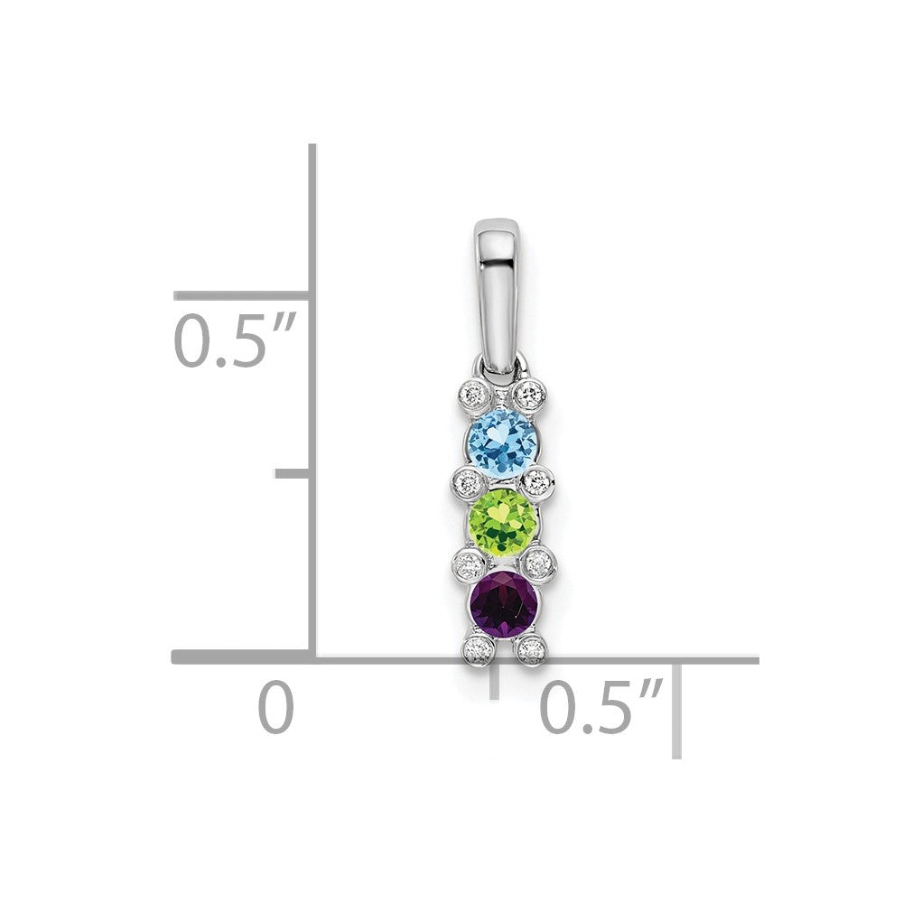 14K White Gold Family Jewelry Synthetic Stone & Diamond Set Pendant
