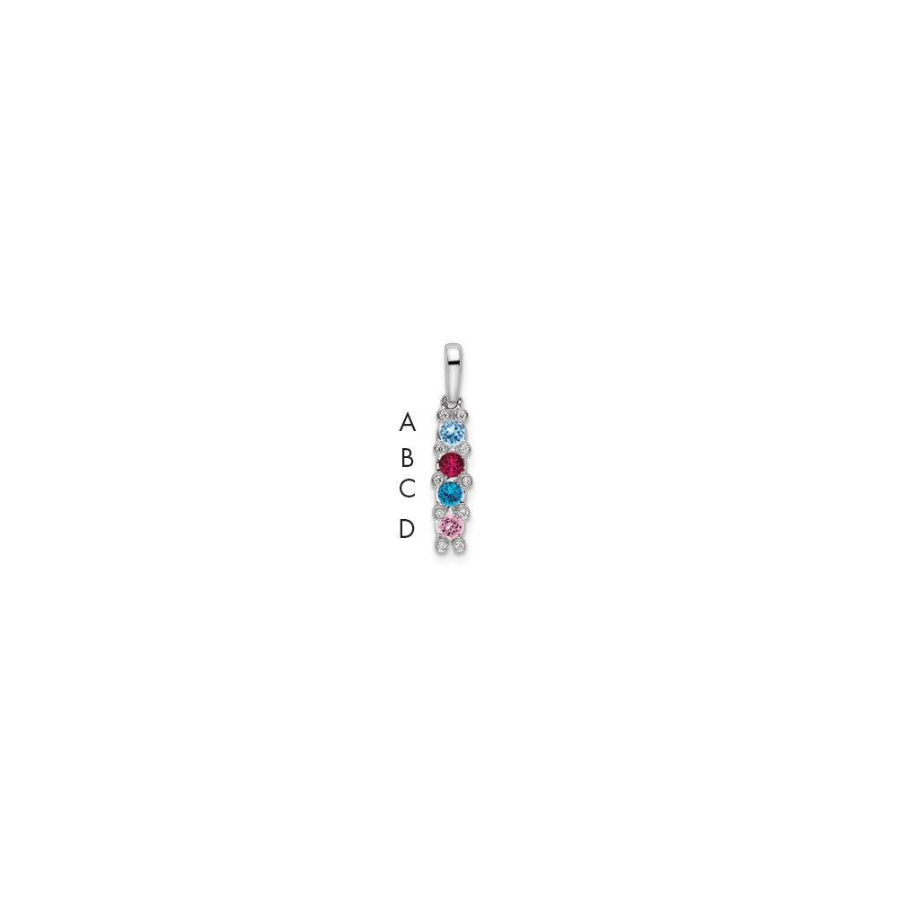 14K White Gold Family Jewelry Genuine Stone & Diamond Set Pendant