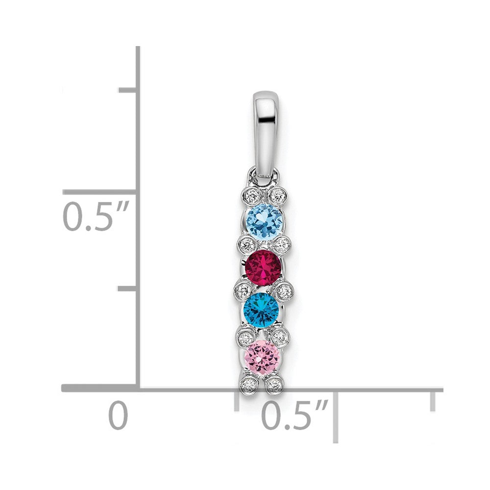 14K White Gold Family Jewelry Genuine Stone & Diamond Set Pendant
