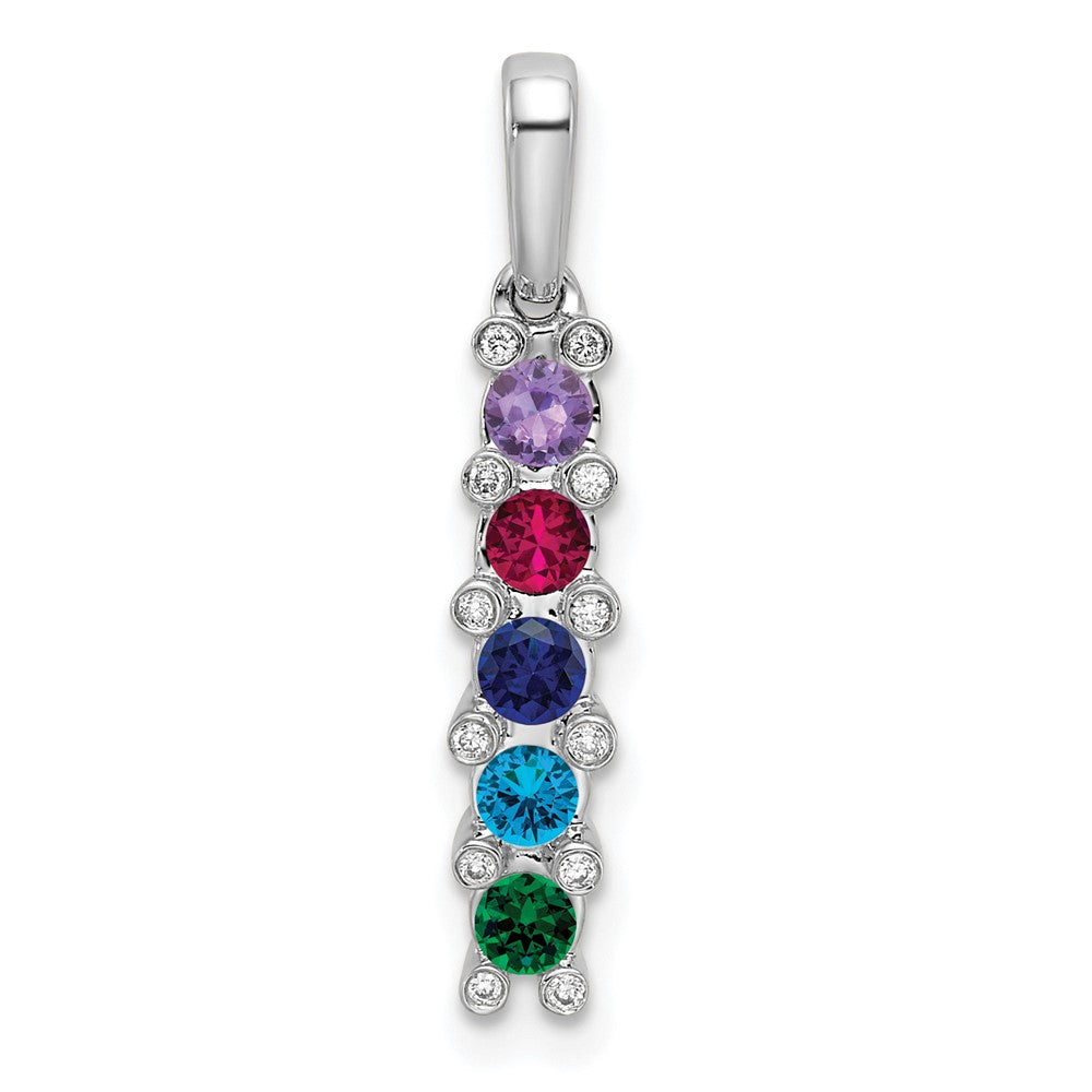 14K White Gold Family Jewelry Synthetic Stone & Diamond Set Pendant