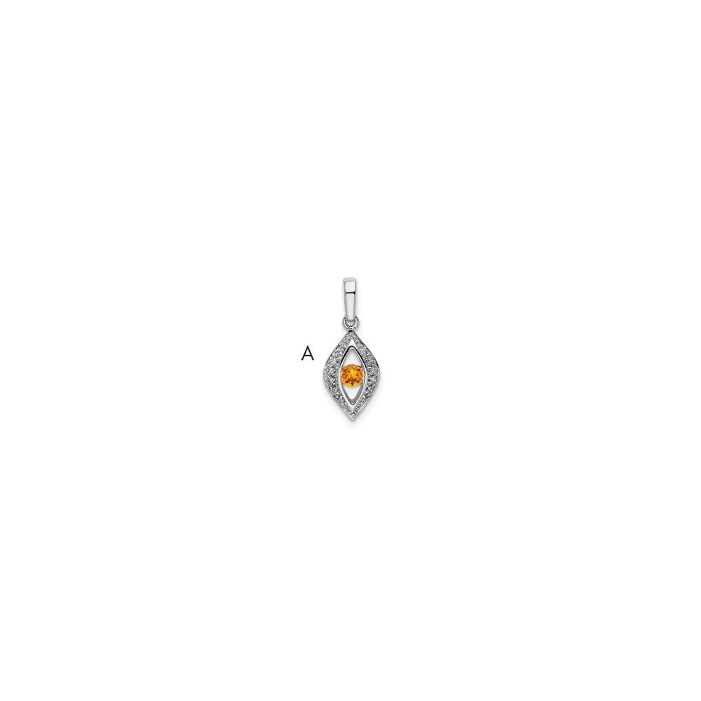 14K White Gold Family Jewelry Synthetic Stone & Diamond Set Pendant