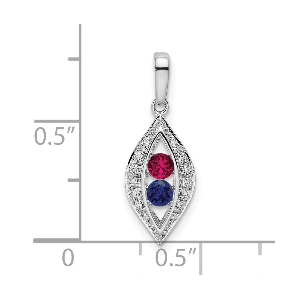 14K White Gold Family Jewelry Diamond Semi-Set Pendant
