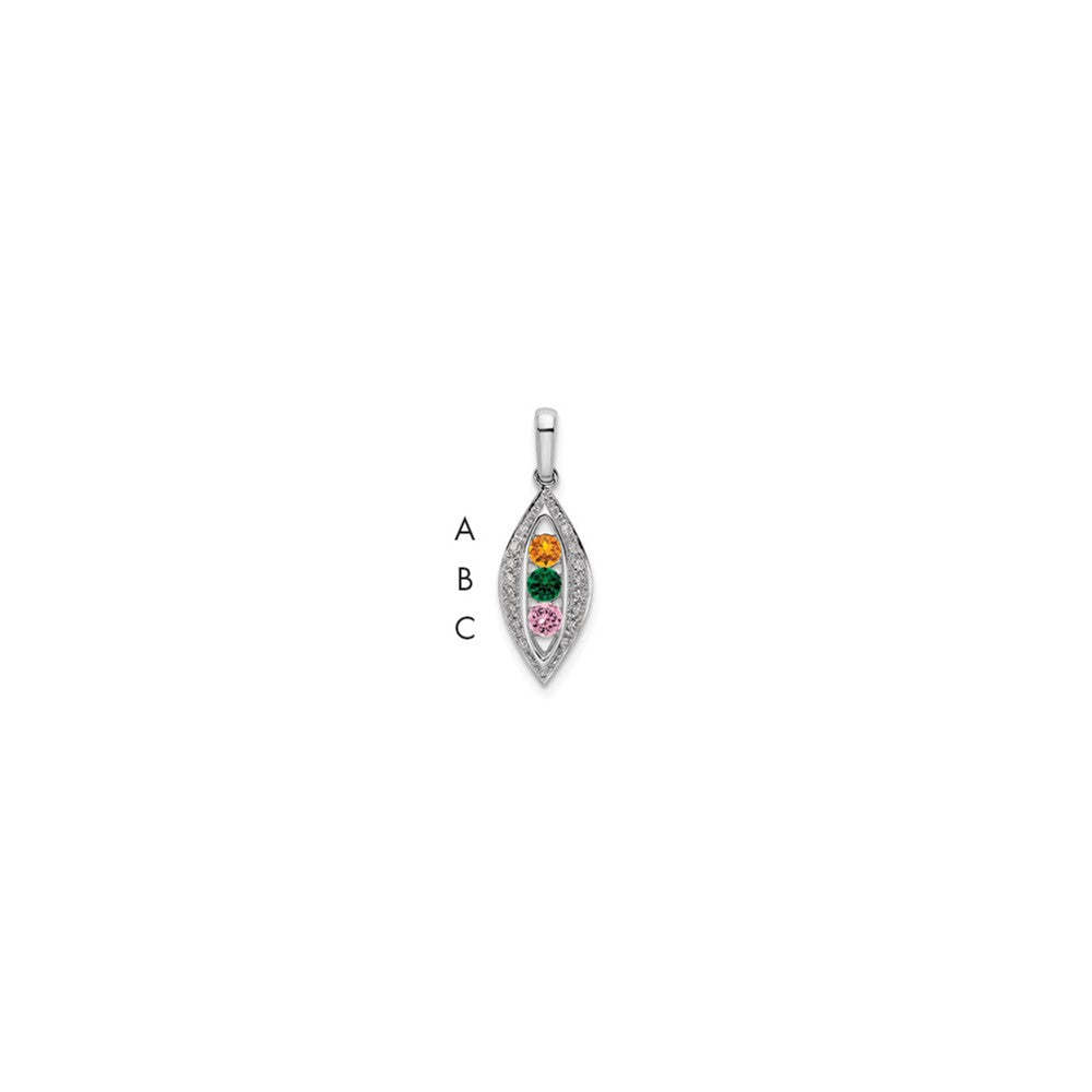 14K White Gold Family Jewelry Genuine Stone & Diamond Set Pendant