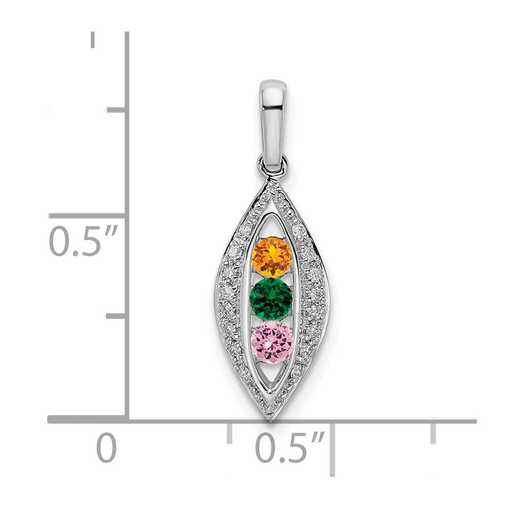 14K White Gold Family Jewelry Genuine Stone & Diamond Set Pendant