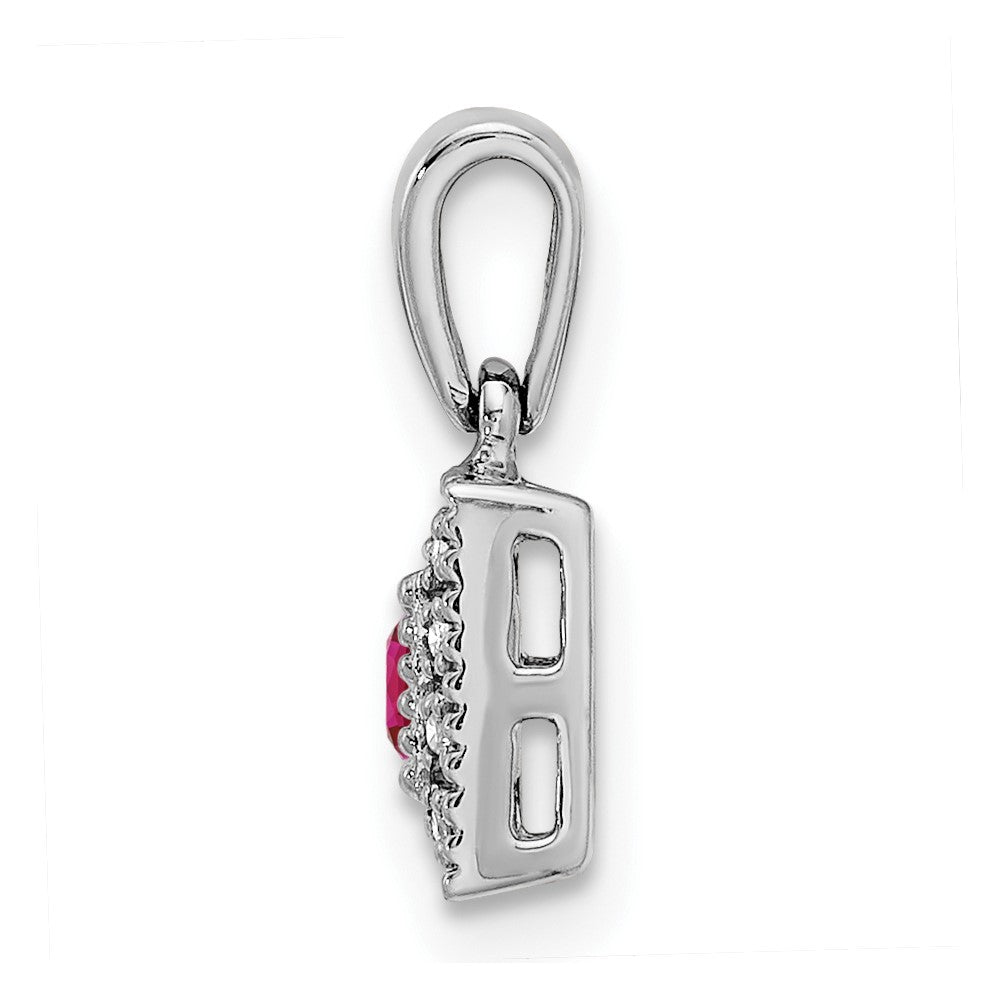 14K White Gold Family Jewelry Synthetic Stone & Diamond Set Pendant