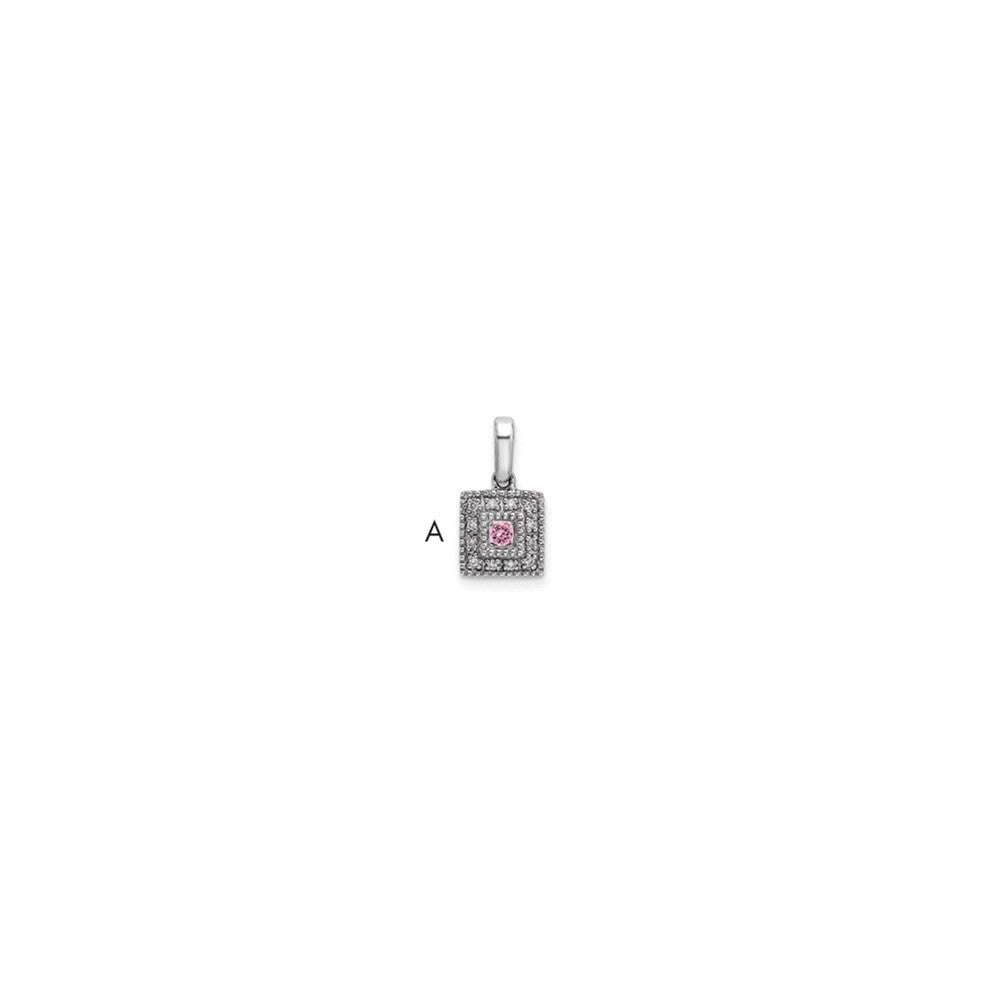 14K White Gold Family Jewelry Genuine Stone & Diamond Set Pendant