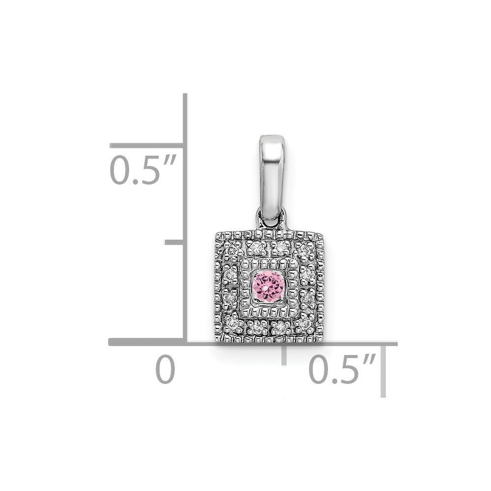 14K White Gold Family Jewelry Synthetic Stone & Diamond Set Pendant