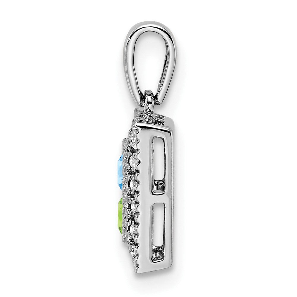 14K White Gold Family Jewelry Genuine Stone & Diamond Set Pendant