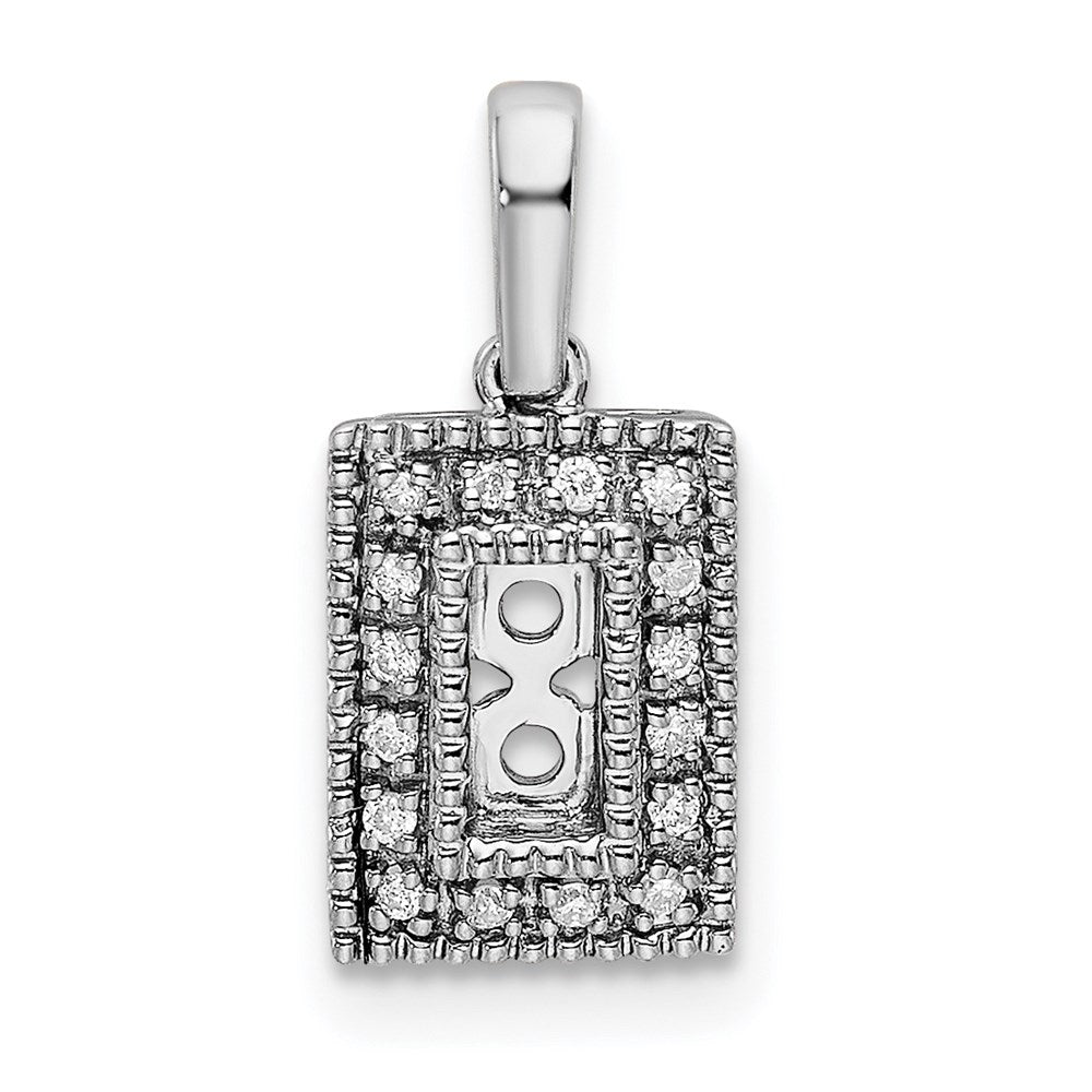 14K White Gold Family Jewelry Genuine Stone & Diamond Set Pendant