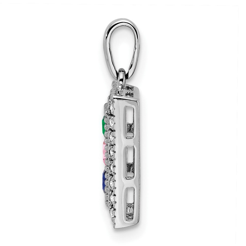 14K White Gold Family Jewelry Diamond Semi-Set Pendant