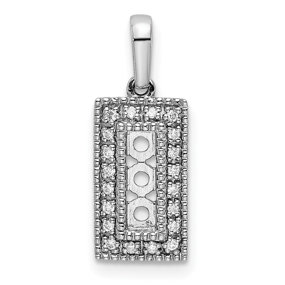 14K White Gold Family Jewelry Synthetic Stone & Diamond Set Pendant