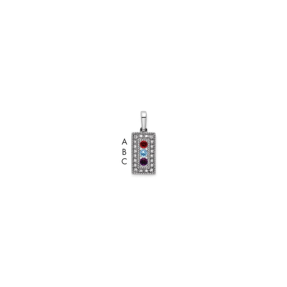14K White Gold Family Jewelry Synthetic Stone & Diamond Set Pendant