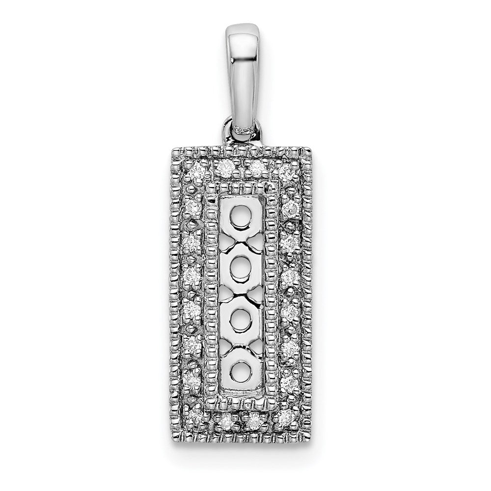 14K White Gold Family Jewelry Synthetic Stone & Diamond Set Pendant
