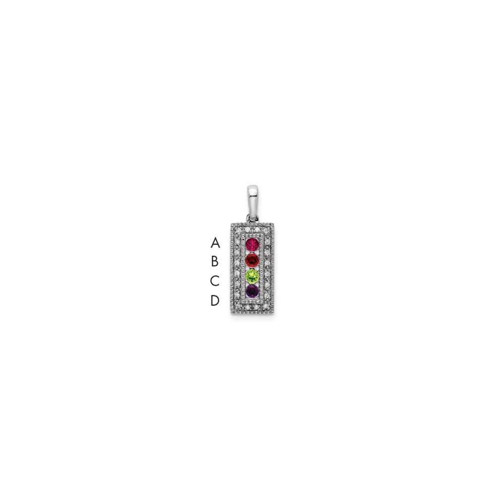 14K White Gold Family Jewelry Synthetic Stone & Diamond Set Pendant